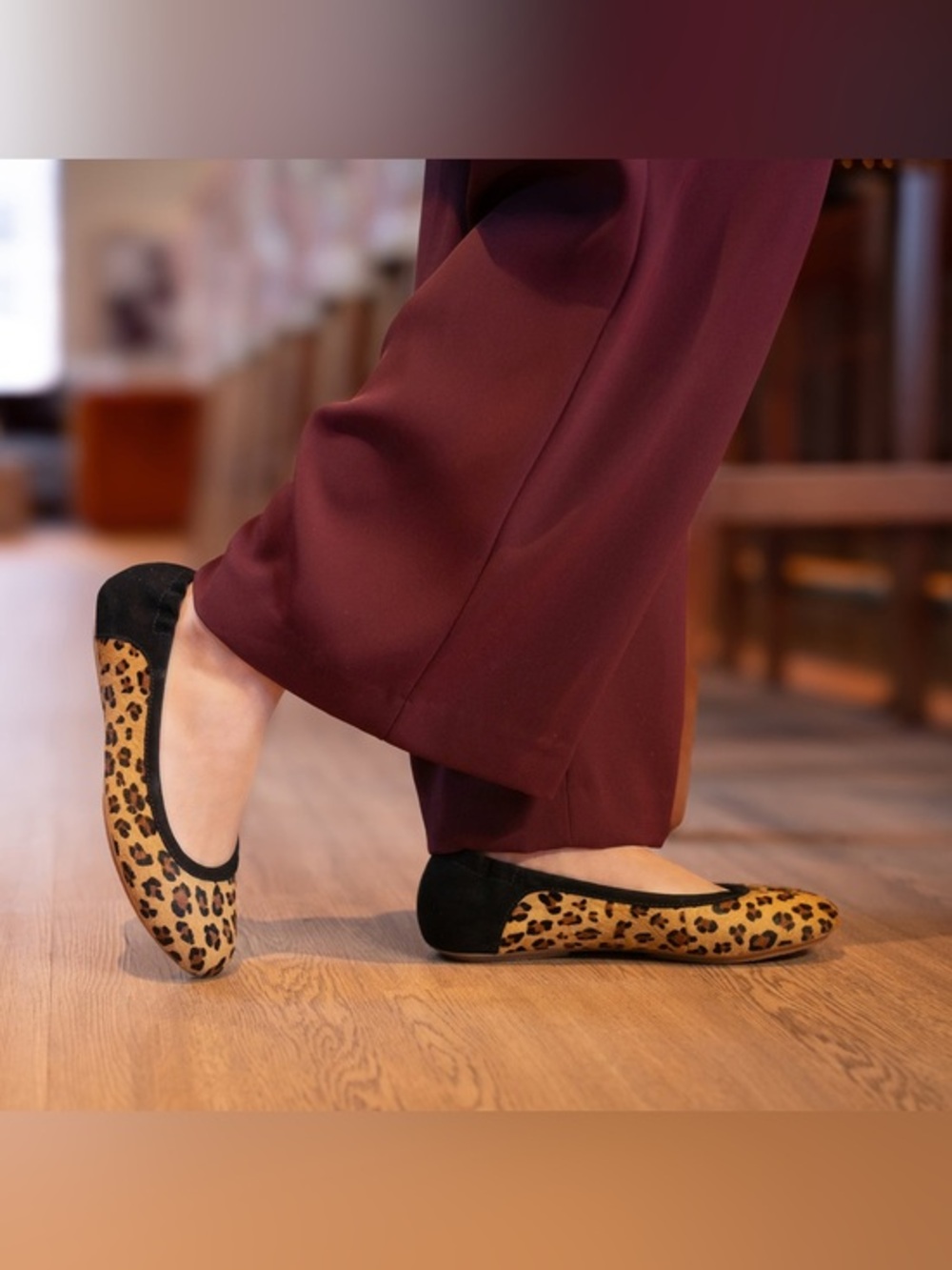Danskin Madisen Leopard Print Flats with Black Trim